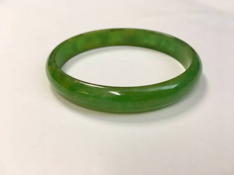 Bakelit Armband Glänzend Grüner Spinat Marmor Simichrome Getestet Armreif Heller Schmaler Dome Art Deco von TreasuresofGG