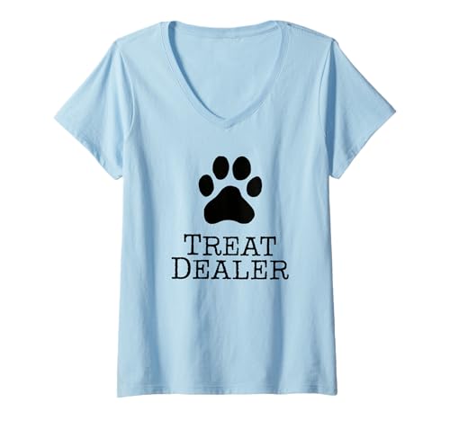 Damen Treat Dealer Hundeliebhaber T-Shirt mit V-Ausschnitt von Treat Dealer Outfits for Men and Women