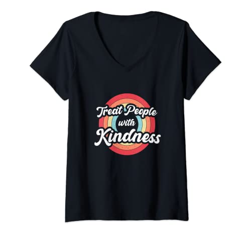 Damen Treat people with kindness Vintage Retro Be Kind Geschenk T-Shirt mit V-Ausschnitt von Treat People with Kindness Vintage Outfits