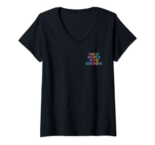 Damen TREAT PEOPLE WITH KINDNESS X Be a kind human. Menschen Liebe T-Shirt mit V-Ausschnitt von Treat People with Kindness