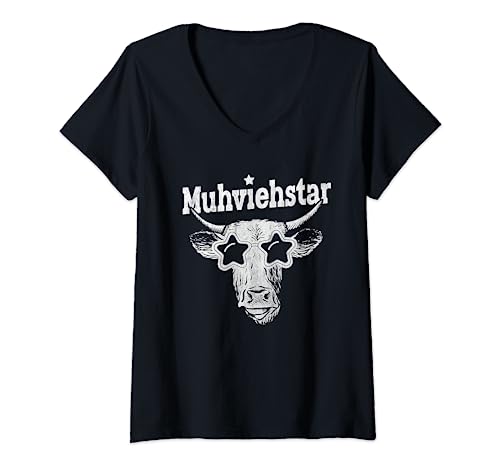 Damen Muhviehstar Dairy Farmer Funny Cow Farmer Beef Design T-Shirt mit V-Ausschnitt Damen Muhviehstar Dairy Farmer Funny Cow Farmer Beef Design T-Shirt mit V-Ausschnitt von Trecker Kuh und Landwirt Designs