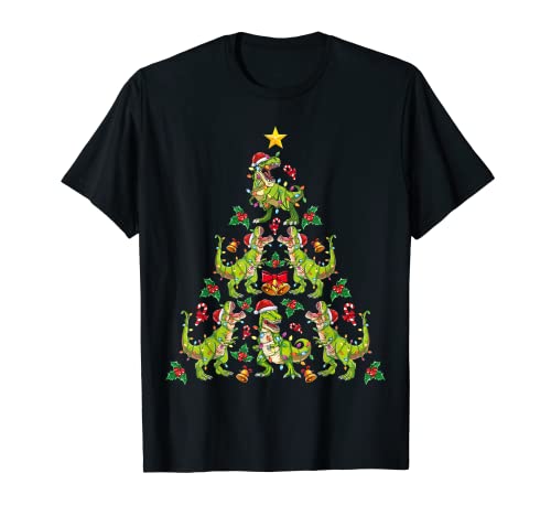 Christmas Dinosaur Tree Rex Shirt Boys Kids Christmas Lights T-Shirt von Tree Rex Christmas T-shirt for Boys Kids Toddlers