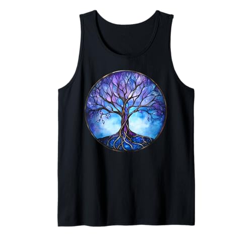 Herren Blaues Baum des Lebens Symbol mit Knotenmuster Tank Top Herren Blaues Baum des Lebens Symbol mit Knotenmuster Tank Top von Tree Roots Collective