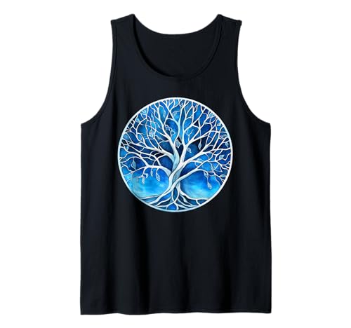 Herren Mystisches blaues Lebensbaum-Kreis-Design Tank Top Herren Mystisches blaues Lebensbaum-Kreis-Design Tank Top von Tree Roots Collective