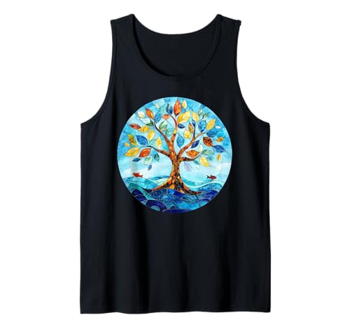 Herren Ozean-Baum-des-Lebens-Mosaik in leuchtenden Farben Tank Top Herren Ozean-Baum-des-Lebens-Mosaik in leuchtenden Farben Tank Top von Tree Roots Collective