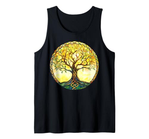 Herren Strahlender keltischer Lebensbaum in Warmgrün Tank Top Herren Strahlender keltischer Lebensbaum in Warmgrün Tank Top von Tree Roots Collective