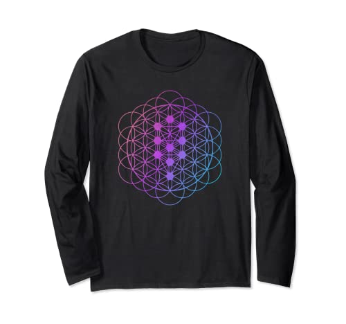Blume des Lebens Kabbala Heilige Geometrie Formen Herren Damen Langarmshirt von Tree of Life Mandala Chakra Zen Spiritual