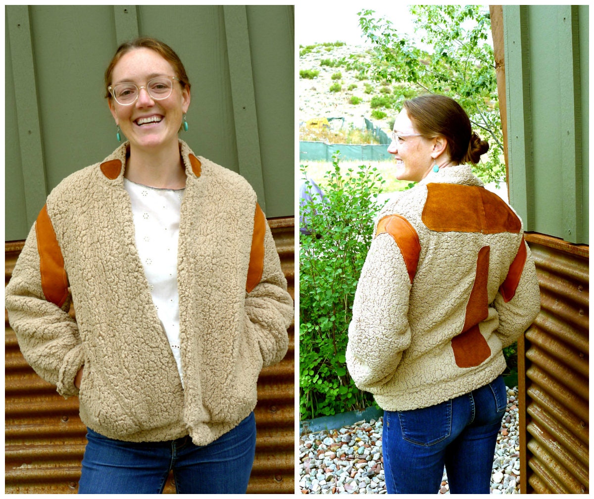 Bomberjacke Mit Minky Fleece Und Leder Akzente von TreeLineJacketDesign