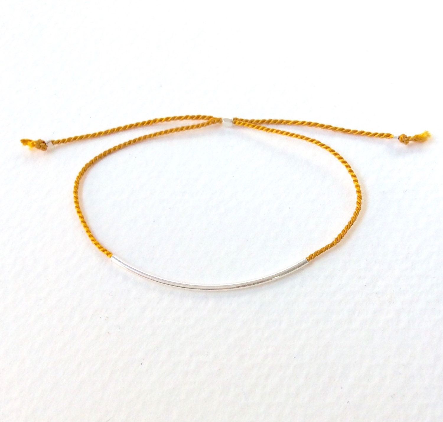 Gold/Gelb Faden Armband Mit Sterling Silber Rohr - Verstellbar von TreeSwingStudio