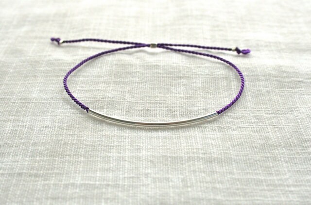 Lila Faden Armband Mit Sterling Silber Rohr - Verstellbar von TreeSwingStudio