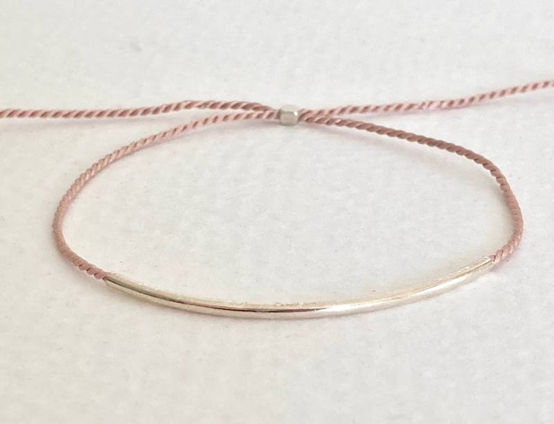 Rosa Faden Armband Mit Sterling Silber Tube - Verstellbar von TreeSwingStudio