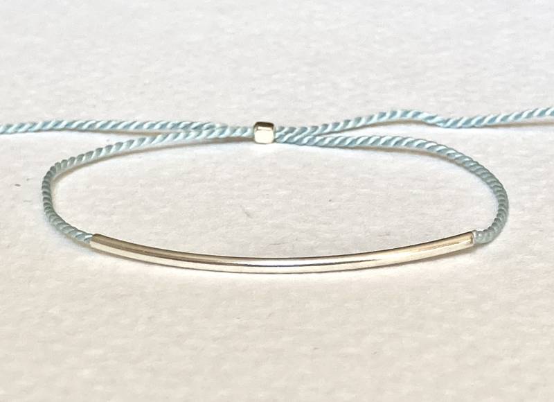 Türkis Blau Faden Armband Mit Sterling Silber Rohr - Verstellbar von TreeSwingStudio