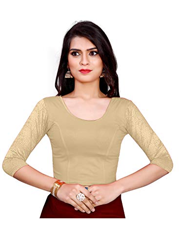 TreegoArt Fashion Damen Baumwolle Lycra Langarm Readymade Stretchable Bluse Free Size -(PS 74 Chiku) von TreegoArt Fashion