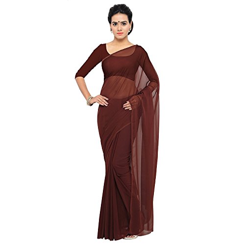 TreegoArt Fashion Frauen, s Georgette Plain Saree Mit Unstitched Bluse Stück (Plain Coffee_Coffee) von TreegoArt Fashion