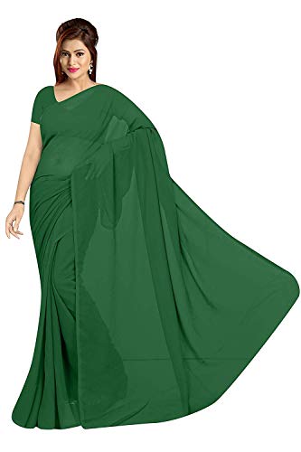 TreegoArt Fashion Frauen, s Georgette Plain Saree Mit Unstitched Bluse Stück (Plain Pakistani Green_Pakistani Green) von TreegoArt Fashion