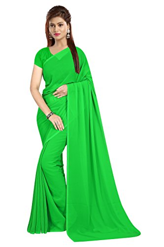 TreegoArt Fashion Frauen, s Georgette Plain Saree Mit Unstitched Bluse Stück (Plain Paroot Green 721_Parrot Grren) von TreegoArt Fashion