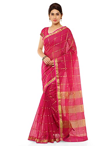 TreegoArt Fashion Frauen, s Kota Doria Baumwolle Zari Streifen Saree Mit Unstitched Bluse Stück (Malang Rani_Rani) von TreegoArt Fashion