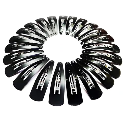TreegoArt Fashion Glänzende schwarze Haarspangen für Damen und Mädchen, Metall, 24 Stück von TreegoArt Fashion