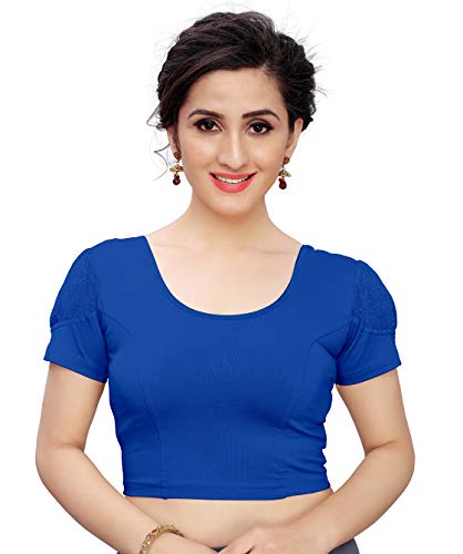 TreegoArt Fashion Mädchen & Frauen Baumwolle Lycra Readymade Stretchable Bluse Free Size -(PS 91 Royal Blue) von TreegoArt Fashion