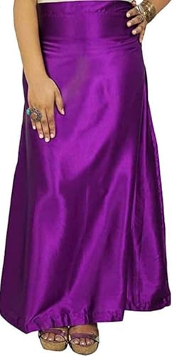 TreegoArt Fashion Mode Frauen Satin Petticoat Saree Unterrock Sari Unterwäsche Freie Größe Einstellbar, Violett, Einheitsgröße von TreegoArt Fashion