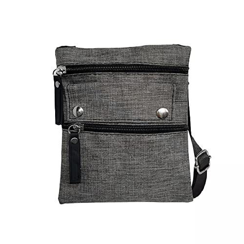 Unisex Umhängetasche Simple Flach mit 4 Fächer Outdoor Messenger Bag Freizeit Sport Wanderung Fahrrad Damen Herren Kinder Multifunktion Tasche Anti Diebstahlt (Grau) von Treend24