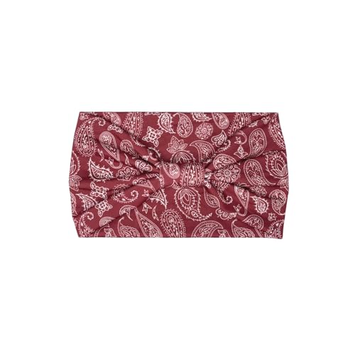 Treer 2/4/6 Stück Haarband Damen, Retro-Paisley Stirnband Damen Extra Breit Elastische Kopftuch, Sommer Stirnband Sport Haarbänder Frauen für Lauf Yoga Fitness (Burgunderrot,4 Stück) von Treer