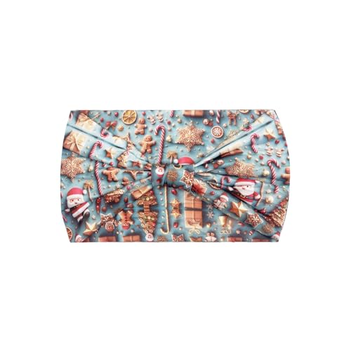 Treer 2/4/6 Stück Haarband Damen, Weiches Stirnband Damen Extra Breit Elastische Kopftuch, Sommer Stirnband Sport Haarbänder Frauen für Lauf Yoga Fitness (Weihnachten Kekse,2 Stück) von Treer