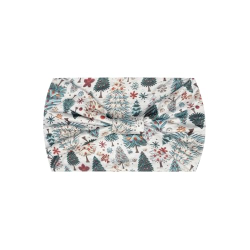 Treer 2/4/6 Stück Haarband Damen, Weiches Stirnband Damen Extra Breit Elastische Kopftuch, Sommer Stirnband Sport Haarbänder Frauen für Lauf Yoga Fitness (Weihnachtsbaum,6 Stück) von Treer