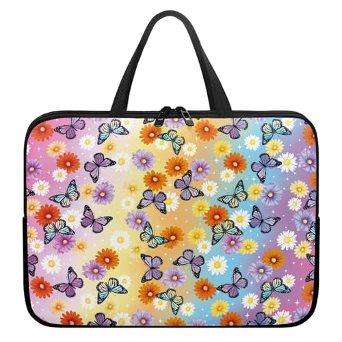 Treer 3D Bunt Druck 10-17 Zoll Laptoptasche, Handtasche Damen Herren,Laptop Tasche mit Reißverschluss,Wasserdichte Laptop Rucksack,Notebook Tasche für Reisen/Business/Schule (Blumen,13 Zoll) von Treer