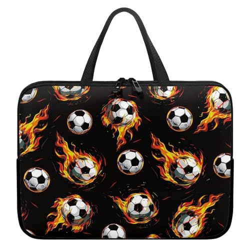 Treer 3D Fußballstil Laptoptasche, Handtasche Damen Herren, Laptop Tasche mit Reißverschluss, Wasserdichte Laptop Rucksack,Notebook Tasche für Reisen/Business/Schule (Schwarz,15 Zoll) von Treer