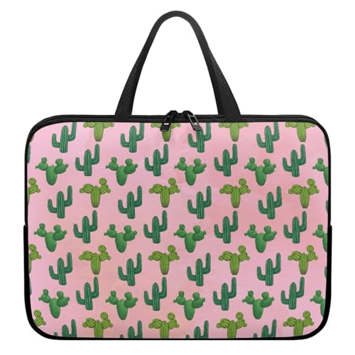 Treer 3D Kaktus-Druck Laptoptasche, Handtasche Damen Herren, Laptop Tasche mit Reißverschluss, Wasserdichte Laptop Rucksack,Notebook Tasche für Reisen/Business/Schule (Rosa,10 Zoll) von Treer