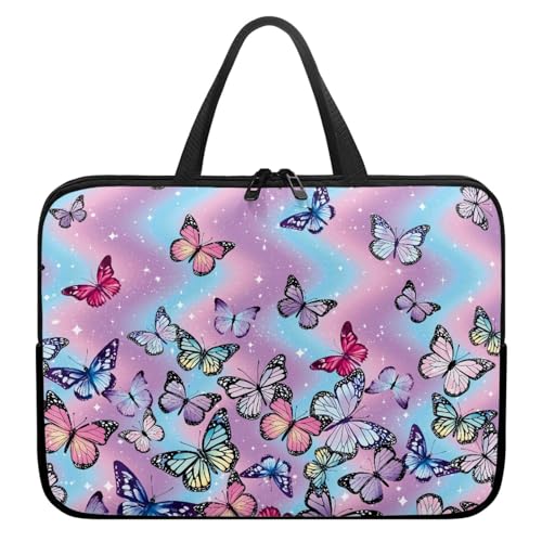 Treer 3D-Schmetterlingsdruck Laptoptasche, Handtasche Damen Herren, Laptop Tasche mit Reißverschluss, Wasserdichte Laptop Rucksack,Notebook Tasche für Reisen/Business/Schule (Bunt,13 Zoll) von Treer