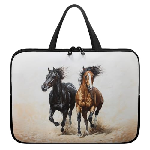Treer 3D-Tierpferd-Druck Laptoptasche,Handtasche Damen Herren, Laptop Tasche mit Reißverschluss, Wasserdichte Laptop Rucksack, Notebook Tasche für Reisen/Business/Schule (Pferd 3,13 Zoll) von Treer