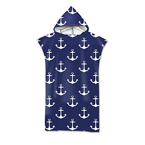 Treer Badeponcho Strand Poncho Strandtücher Handtuch Poncho mit Kapuze Schnelltrockend Bade Bademantel Badetuch Duschtücher Für Umziehhilfe Beim Wassersport (75x110cm,Marine) von Treer