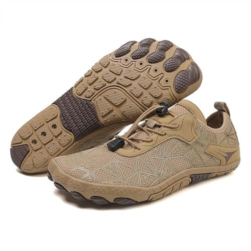 Treer Barfussschuhe Herren Damen, Badeschuhe Strandschuhe Sommer Segelschuhe Wasserschuhe Barfusslaufschuhe Zehenschuhe Schuhe Outdoor Wassersport Klettern 35-47 EU (Braun,42) von Treer