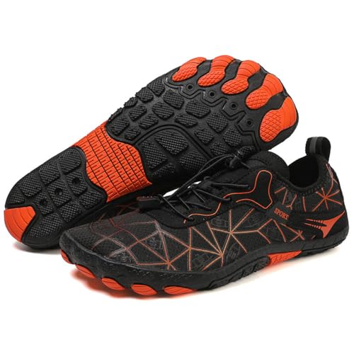 Treer Barfussschuhe Herren Damen, Badeschuhe Strandschuhe Sommer Segelschuhe Wasserschuhe Barfusslaufschuhe Zehenschuhe Schuhe Outdoor Wassersport Klettern 35-47 EU (Schwarz,37) von Treer