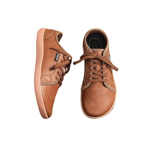 Treer Breite Barfußschuhe Herren, Barfussschuhe rutschfest Atmungsaktive Barfußschuhe Flache, Herren Künstliches PU Barfussschuhe Herbst Minimalistische Trekkingschuhe Wanderschuhe von Treer