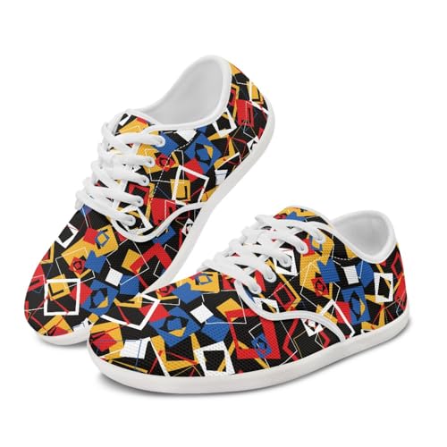 Treer Breite Barfußschuhe Herren, Geometrischer Druck Barfussschuhe rutschfest Atmungsaktive Barfußschuhe Flache, Herren Barfussschuhe Minimalistische Trekkingschuhe Wanderschuhe von Treer
