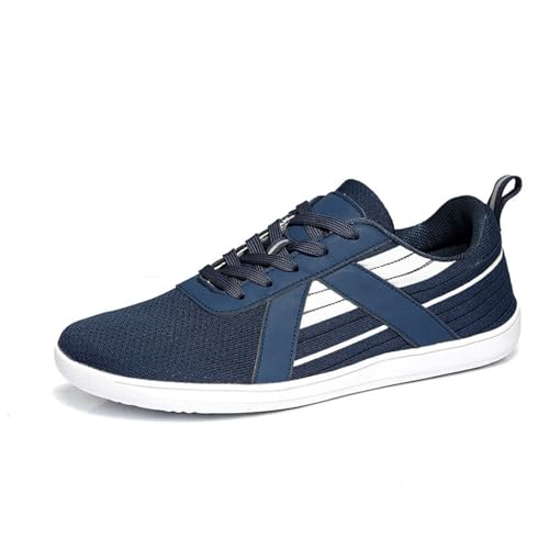 Treer Breite Barfußschuhe Herren Damen, rutschfest Barfussschuhe Lässig Barfußschuhe Atmungsaktives Netzgewebe Barfussschuhe, Minimalistische Trekkingschuhe (Blau Weiß,41) von Treer