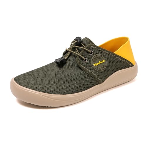 Treer Breite Barfußschuhe Herren Damen, rutschfest Barfussschuhe Lässig Barfußschuhe Atmungsaktives Netzgewebe Barfussschuhe, Minimalistische Trekkingschuhe (Grün Gelb,39) von Treer