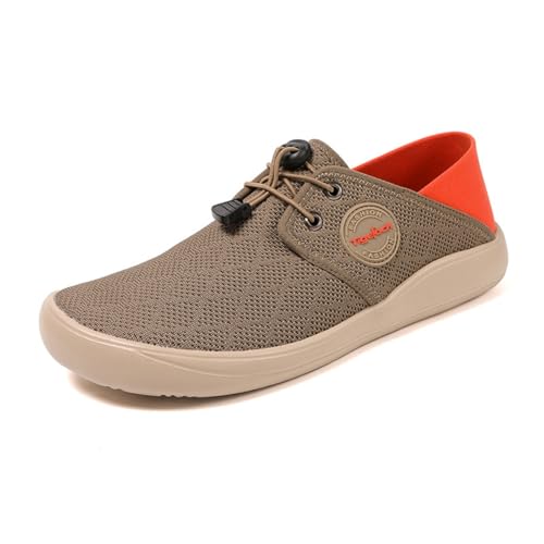 Treer Breite Barfußschuhe Herren Damen, rutschfest Barfussschuhe Lässig Barfußschuhe Atmungsaktives Netzgewebe Barfussschuhe, Minimalistische Trekkingschuhe (Kaffee Orange,39) von Treer