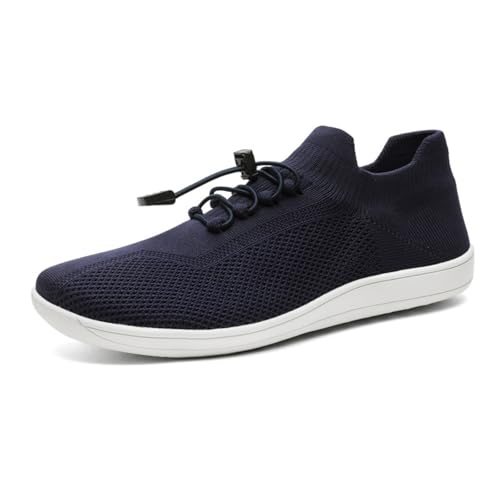 Treer Breite Barfußschuhe Herren Damen, rutschfest Barfussschuhe Lässig Barfußschuhe Atmungsaktives Netzgewebe Barfussschuhe, Minimalistische Trekkingschuhe (Marineblau 0,40) von Treer