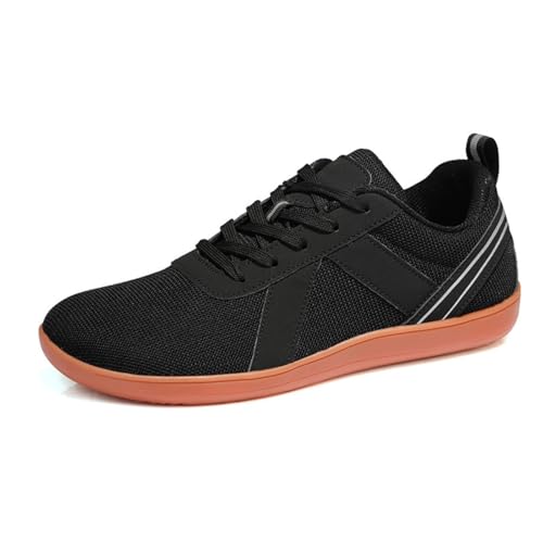 Treer Breite Barfußschuhe Herren Damen, rutschfest Barfussschuhe Lässig Barfußschuhe Atmungsaktives Netzgewebe Barfussschuhe, Minimalistische Trekkingschuhe (Schwarz - Braun,45) von Treer