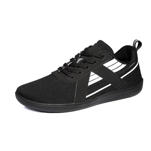 Treer Breite Barfußschuhe Herren Damen, rutschfest Barfussschuhe Lässig Barfußschuhe Atmungsaktives Netzgewebe Barfussschuhe, Minimalistische Trekkingschuhe (Schwarz Weiß,40) von Treer