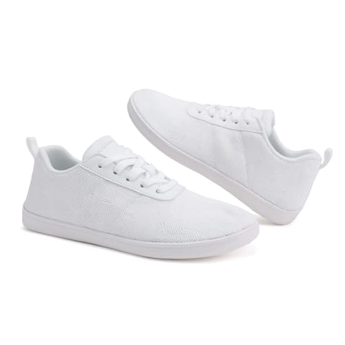 Treer Breite Barfußschuhe Herren Damen Schwarz Weiß Barfussschuhe rutschfest Atmungsaktive Barfußschuhe Flache, Mesh Barfussschuhe Sommer Minimalistische Trekkingschuhe Wanderschuhe 36-47 von Treer