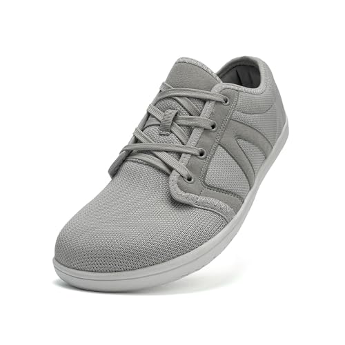 Treer Breite Barfußschuhe Herren Damen Weiß Barfussschuhe rutschfest Atmungsaktive Barfußschuhe Flache, Mesh Barfussschuhe Sommer Minimalistische Trekkingschuhe Wanderschuhe 36-47 von Treer