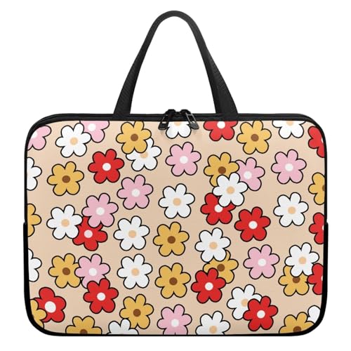 Treer Bunt Blumenstil Laptoptasche, Handtasche Damen Herren, Laptop Tasche mit Reißverschluss, Wasserdichte Laptop Rucksack,Notebook Tasche für Reisen/Business/Schule (Bunt,13 Zoll) von Treer