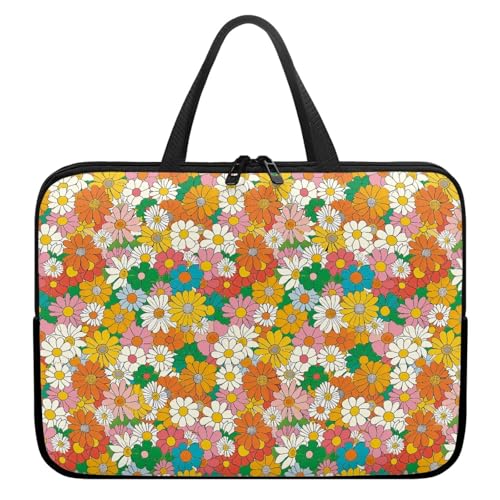 Treer Bunt Blumenstil Laptoptasche, Handtasche Damen Herren, Laptop Tasche mit Reißverschluss, Wasserdichte Laptop Rucksack,Notebook Tasche für Reisen/Business/Schule (Bunt 2,10 Zoll) von Treer