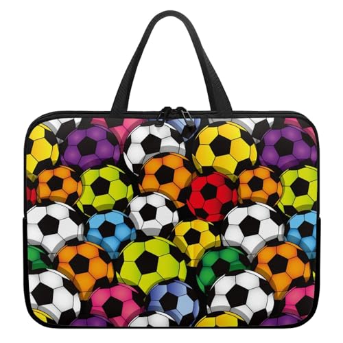 Treer Bunt Fußballstil Laptoptasche, Handtasche Damen Herren, Laptop Tasche mit Reißverschluss, Wasserdichte Laptop Rucksack,Notebook Tasche für Reisen/Business/Schule (Bunt 2,12 Zoll) von Treer