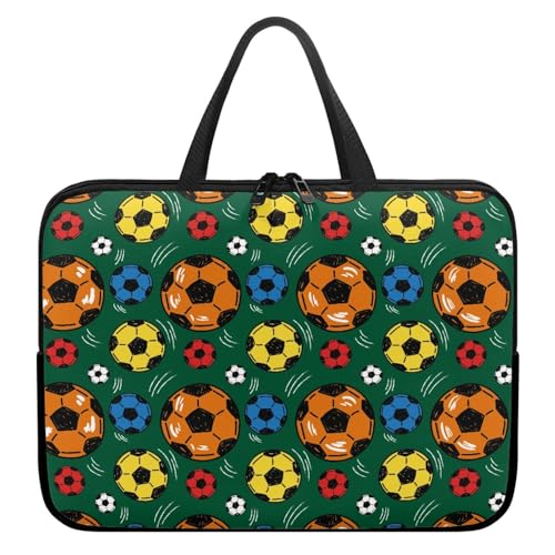 Treer Bunt Fußballstil Laptoptasche, Handtasche Damen Herren, Laptop Tasche mit Reißverschluss, Wasserdichte Laptop Rucksack,Notebook Tasche für Reisen/Business/Schule (Grün,15 Zoll) von Treer